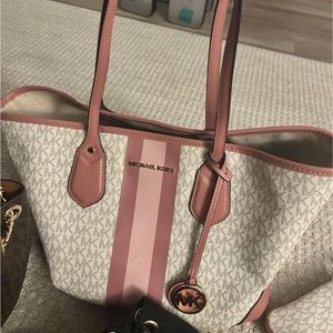 Pink and White MK tote